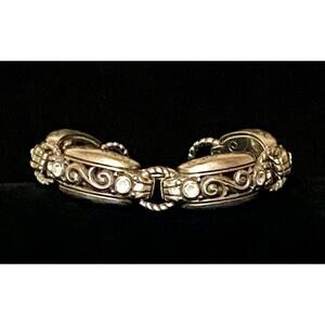 Vintage Brighton Chunky Link Bracelet with Crystals Silver Plated READ